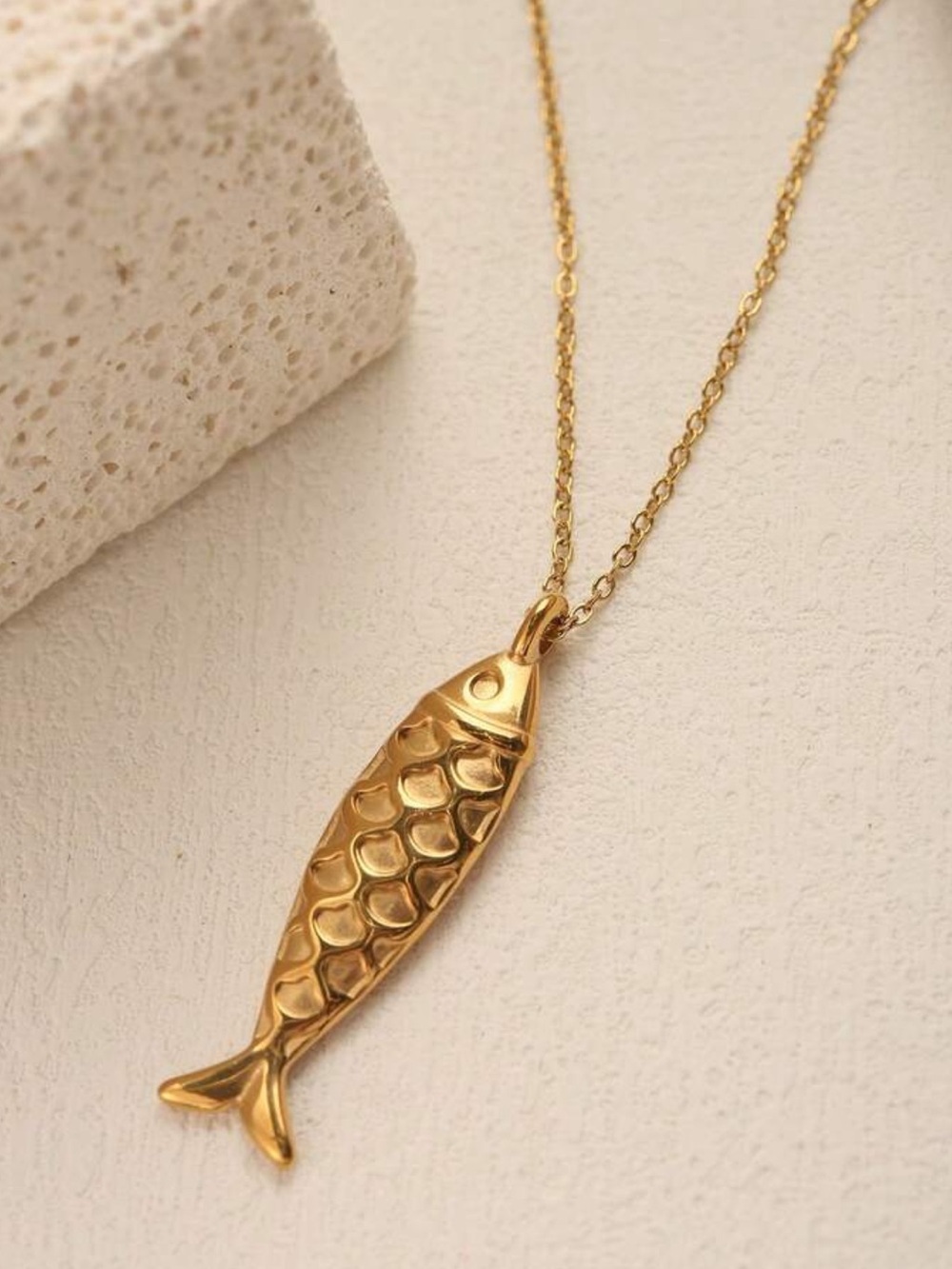 Coastal Gold Fish Pendant Necklace